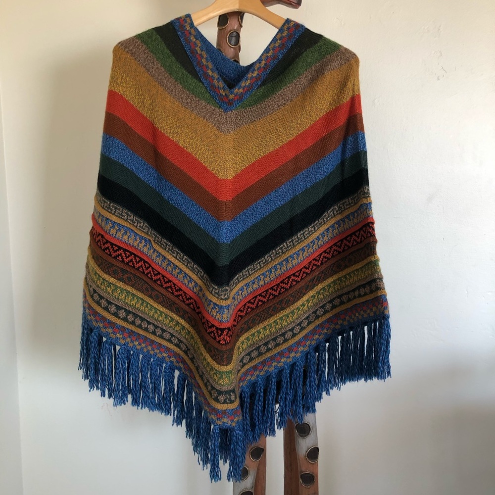 Color stripped pancho from Peru